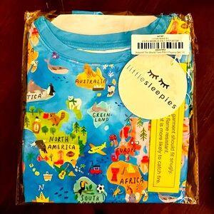 NEW Little Sleepies Around the World map 2 piece pajama set long sleeve & pants